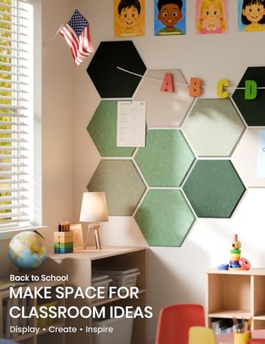Fluxynara 12-Pack Hexagon Felt Bulletin Board Tiles, Sagewood-1 - Image 5