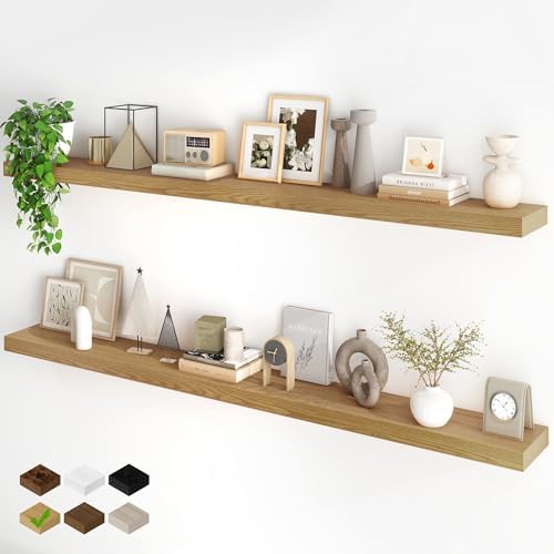 Fun Memories 72Inch Floating Shelves, Wall Mounted Rustic Wood Floating Shelf by FunMemories