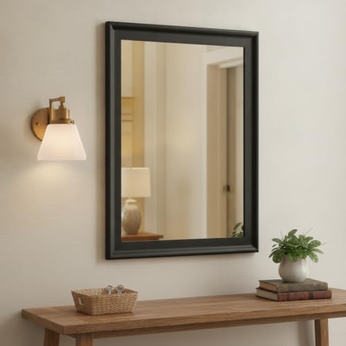 CULER Black Wall Mirror for Bathroom, Rectangle Rustic 24 x 32 inch - Image 2