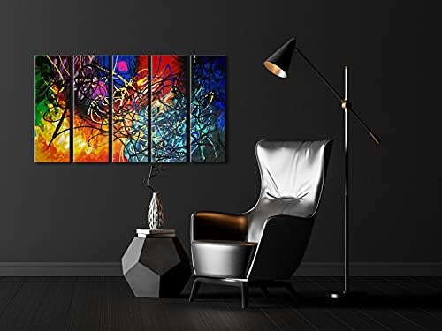 Wieco Art Colorful Abstract Heart Oil Paintings on Canvas Wall Art Ready to Hang - Image 4