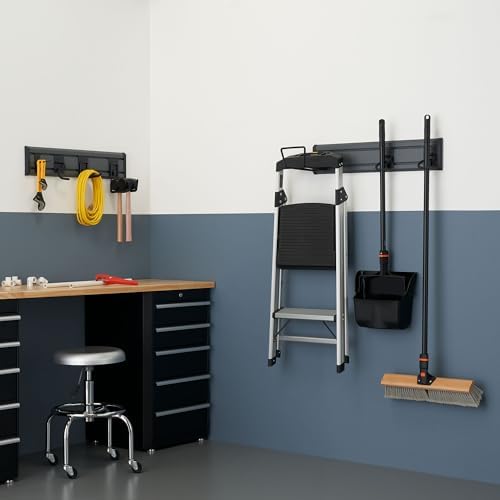 TRINITY 9-Piece Heavy Duty Wall Track Storage System, Wall Mount Utility Rack - Image 3