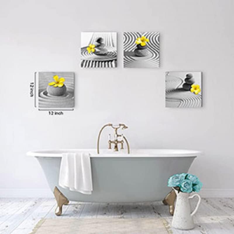 Yxbhhym Yellow Gray Wall Art Black White Zen Wall Art Floral Wall Pictures - Image 5