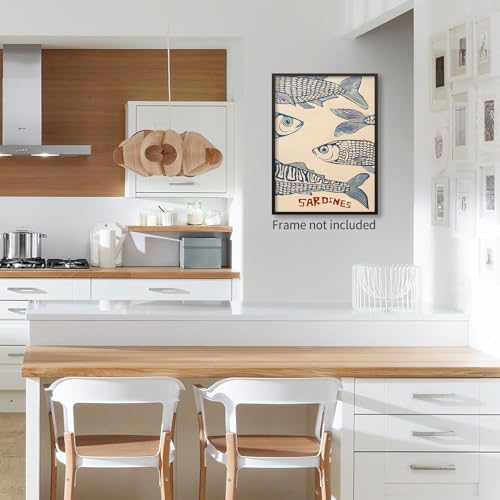 Vintage Sardine Wall Art Modern Kitchen Seafood Fish Poster Maximalist Antique - Image 4