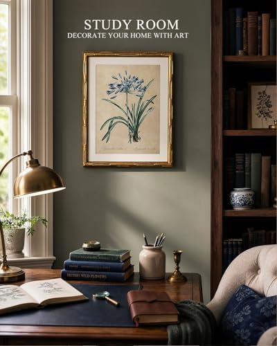 InSimSea Gold Bamboo Framed Wall Art, Retro Lily Botanical Prints - Image 4