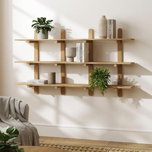 Nathan James Frankie Mid Century 3-Tier Wall Mounted Wood Shelf, Modular Wall by Unknown