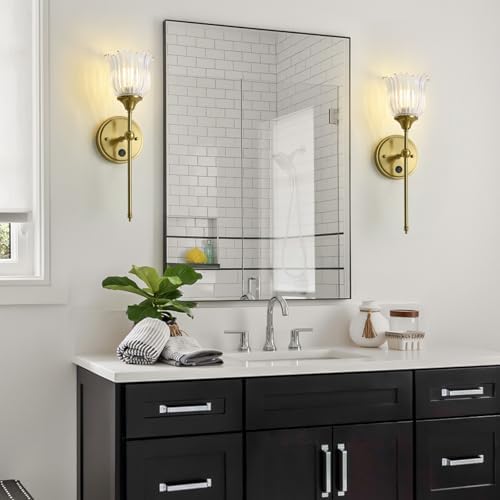 Modern Wall Sconces with Clear Flower Glass Shade 1 Pack, Mid Century Bathroom - Image 4