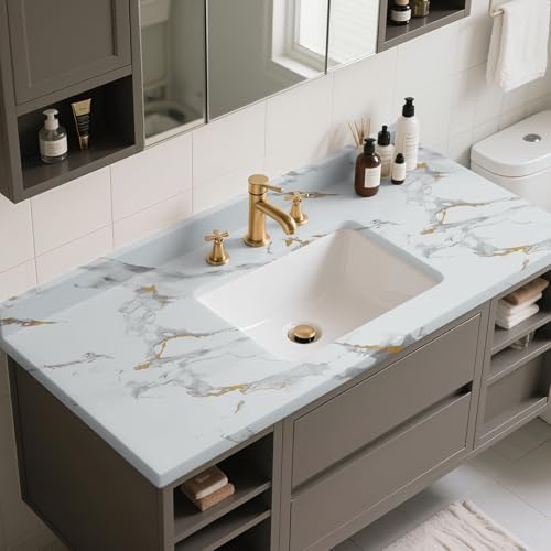 Marble Contact Paper Gold Extra Wide Peel and Stick - Image 5