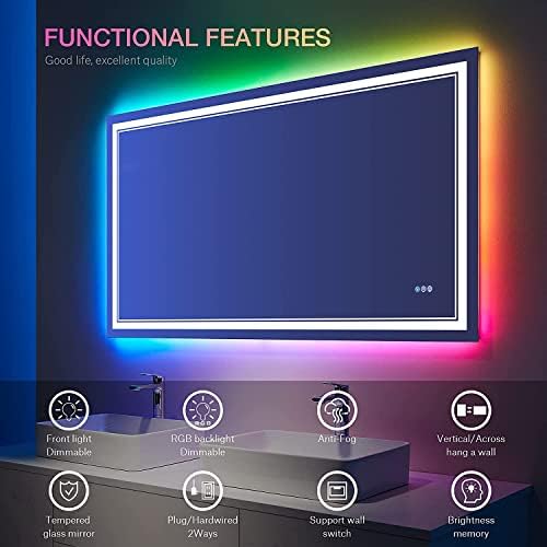 40x32 Inch RGB LED Bathroom Mirror - Image 2