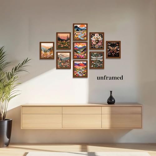 XIANGRUI Boho Wall Art Set of 9, 8x10In Nature Prints, Retro Colorful Decor - Image 7