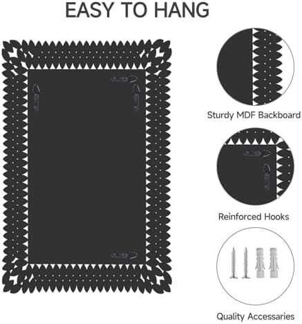 24x36 Inch Rectangle Wall Mirror, Luxury Crystal Diamond Entryway Mirrors - Image 4
