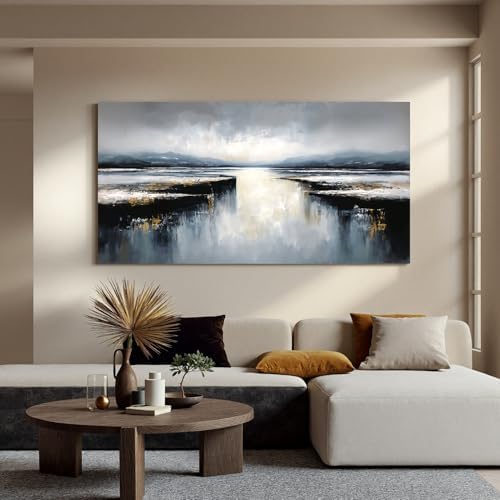 I@U Modern Landscape Wall Art Prints Abstract Black And Gold Wall Art Modern - Image 2