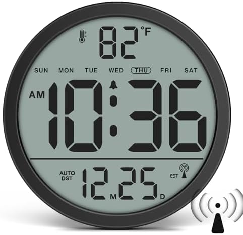 WallarGe Digital Atomic Wall Clock Battery Operated, 8 Inch Large Display by WallarGe