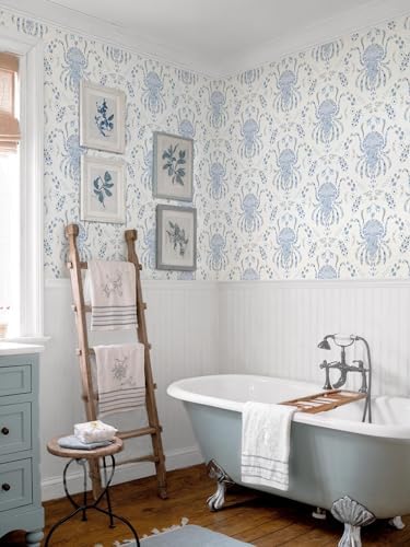 Dimoon Blue Peel and Stick Wallpaper Coastal Contact Paper Bathroom Ocean Beach - Image 2