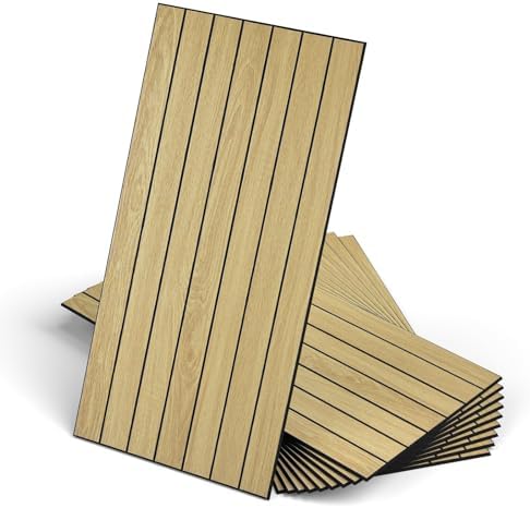 WADILE Peel and Stick Wood Slat Wall Panels 12x24in PVC 10 Pack by WADILE