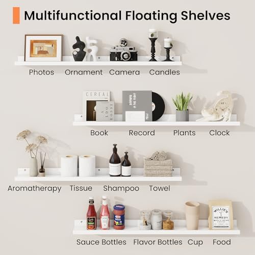 RICHFOCUS Picture Ledge Shelf, 72 inch Floating Shelves Set of 2, Wood Wall - Image 6
