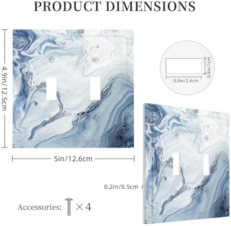 Decorative Switch Plates Blue Marble Pattern 2 Gang Double Toggle Wall Plate - Image 5