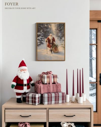 VIYYIEA Framed Winter Christmas Canvas Wall Art, Winter Santa Journey - Image 4