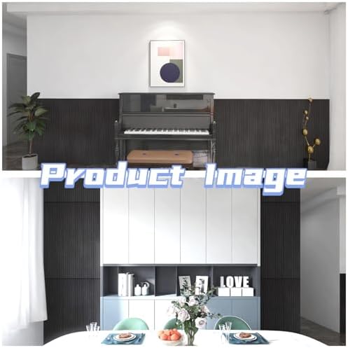 Modern Self-Adhesive Black Wood Slat Wall Panels, Peel and Stick, Decorative - Image 5
