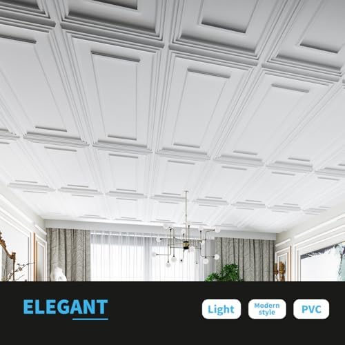 Art3d PVC Ceiling Tiles, 3D Plastic Sheet in White, 2 × 4 ft - Image 3
