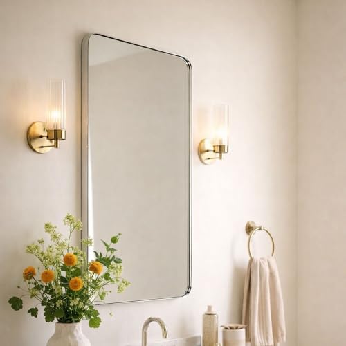GRACTO 24x40'' Polished Nickel Metal Framed Bathroom Mirror by GRACTO