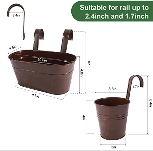 HowRU Metal Iron Flower Pots for Railing Fence Hanging Bucket Pots and Hanging - Image 2