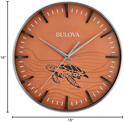 Bulova Clocks C4384 Loggerhead 16” Oversized Wall Clock – Satin Nickel Steel - Image 4