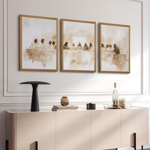 Jesus Wall Art Set of 3 Last Supper Wall Decor Christian Canvas Wall Art - Image 6