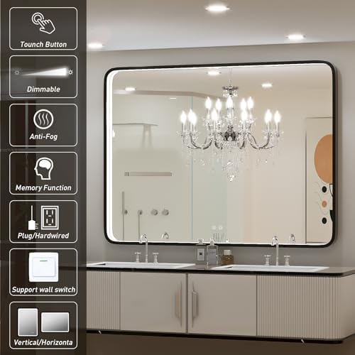 LED 48x36 Inch Lighted Bathroom Mirror, 3 Color - Image 3