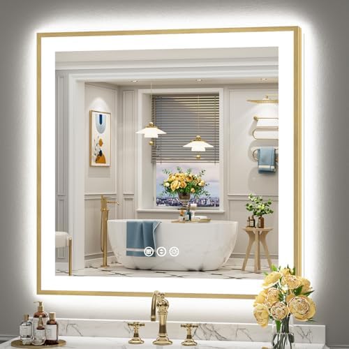 36x36 Gold LED Bathroom Mirror by Awandee