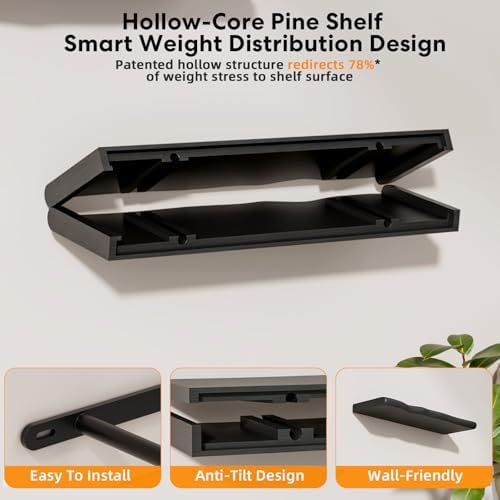 Organic Wavy Edge Floating Shelves, Hidden Brackets, 2 Pack 24 in - Image 4