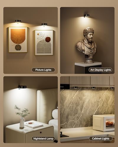 3-Pack Black Picture Lights for Wall, Battery Operated - Image 2