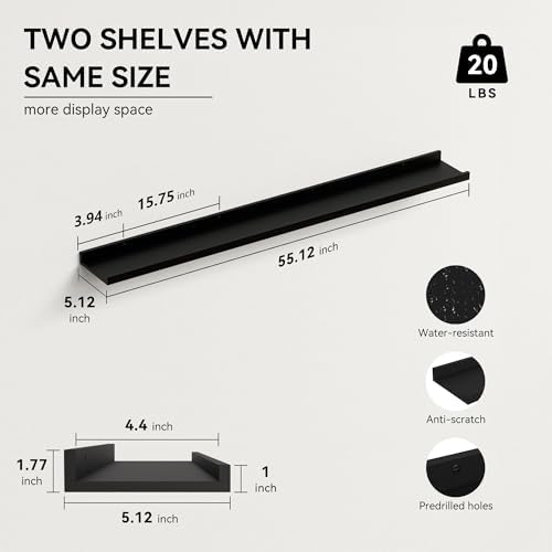 Boswillon Floating Shelves Set of 2, Long Wall Shelf - Image 3