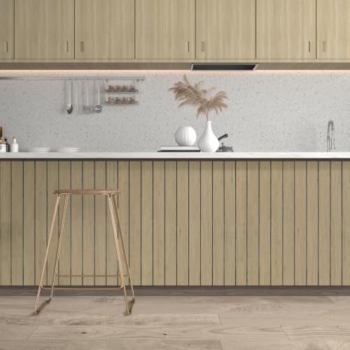 CHIHUT 24"x197" Wide Size Flexible Wood Slat Wall Panels Peel and Stick Thick - Image 3