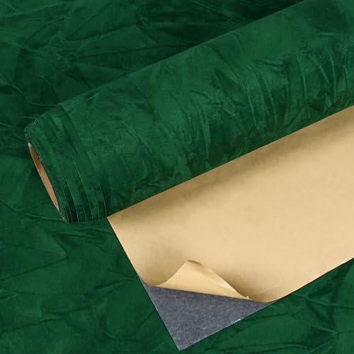 VEELIKE Vintage Green Crushed Velvet Drawer Liner Self Adhesive Soft Felt Lining by VEELIKE