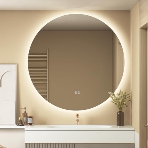 SMIROR 40 inch Round Led Backlit Lighted Bathroom Mirror by SMIROR