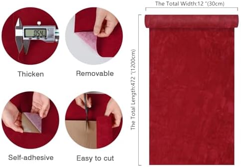 CHIHUT Romantic Red Felt Fabric Roll Self Adhesive Velvet Flocking Liner - Image 6