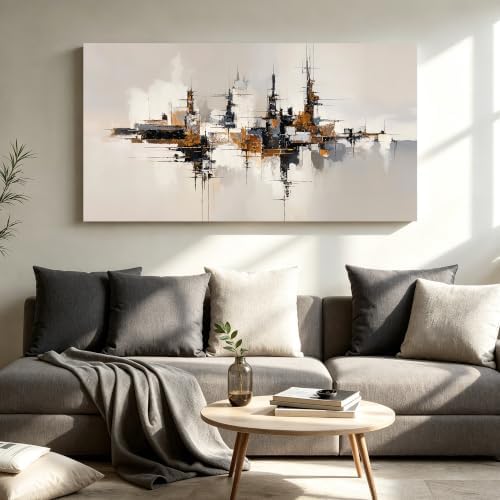 Grey Color Block Abstract Canvas Wall Art - Image 3