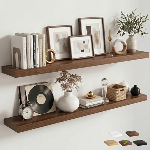 55 Inch Floating Shelves for Wall, Walnut Finish by FLYJOE