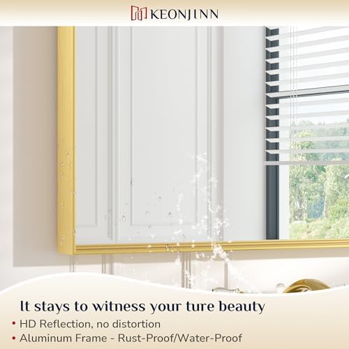 Keonjinn 22x30 Inch Gold Bathroom Mirror - Image 6