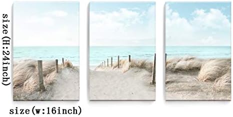 3 Piece Large Canvas Bedroom Wall Art Beach Blue Sea Blue Sky Print Picture - Image 6