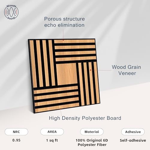 WoveN SounD Acoustic Wall Panels, Natural Oak, 16 Pack, 12x12 in - Image 3