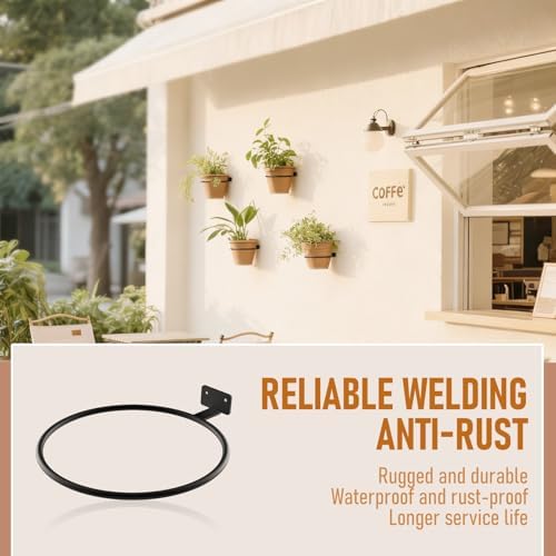 Wall Plant Holder Bulk 6in 6Pack Metal Ring Plant Hanger Black - Image 4