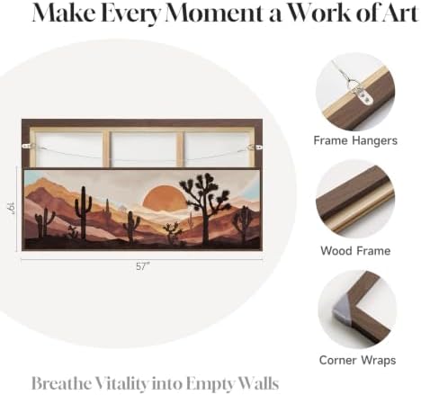 Framed Long Narrow Boho Desert Landscape Horizontal Wall Art, 60x20 Inch - Image 6