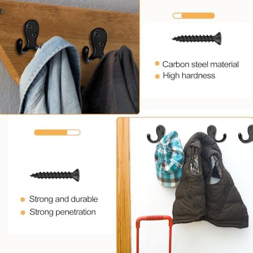 15 Pack Coat Hooks Wall Hooks for Hanging, Heavy Duty Double Prong Metal Hook - Image 5