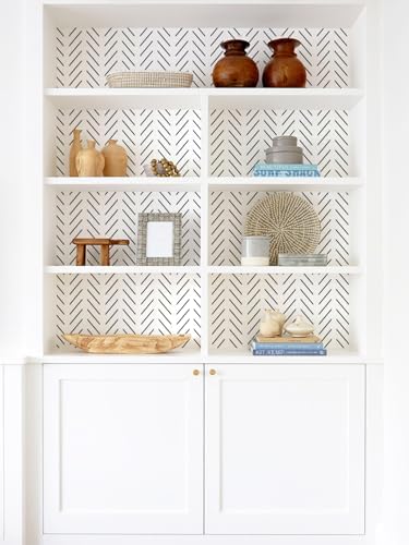 Orainege Black and White Peel and Stick Wallpaper Herringbone Contact Paper - Image 4
