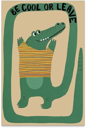 GO-SANTNN Funny Green Crocodile Wall Art Cute Jungle Animal Quotes Be Cool or by Unknown