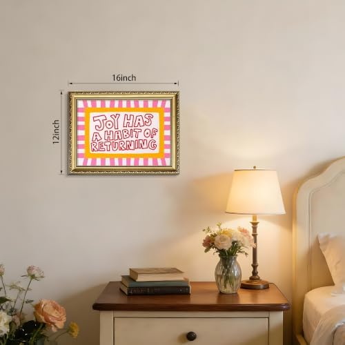 Gold Framed Quote Wall Art, Joy Has A Habit Of Returning Print - Image 4