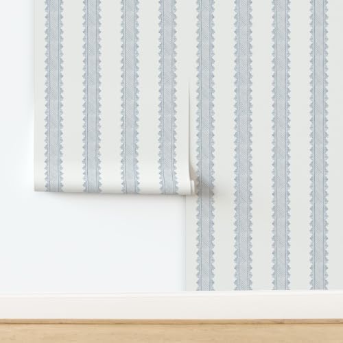 Spoonflower Preppy Blue Stripes Peel and Stick Removable Wallpaper - Image 4