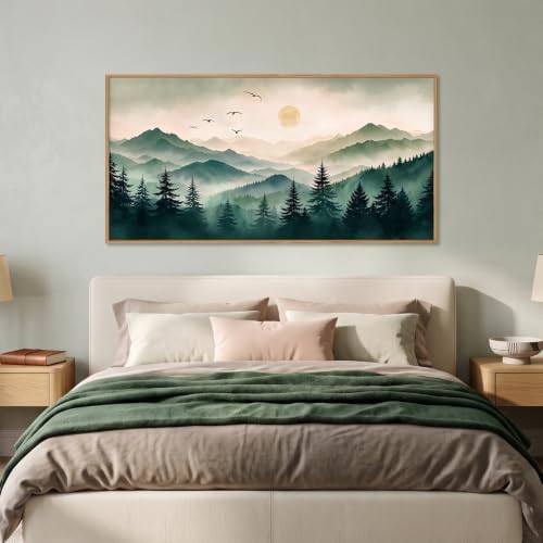 Large Boho Mountain Framed Canvas Wall Art Set 20"x40"x1 - Image 4