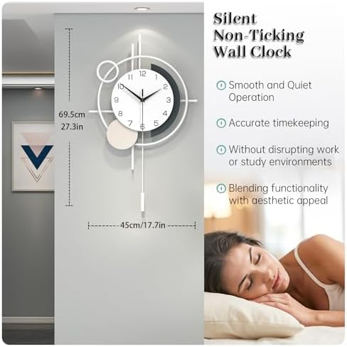 Large Decorative Wall Clock Silent Battery Operated - Image 4